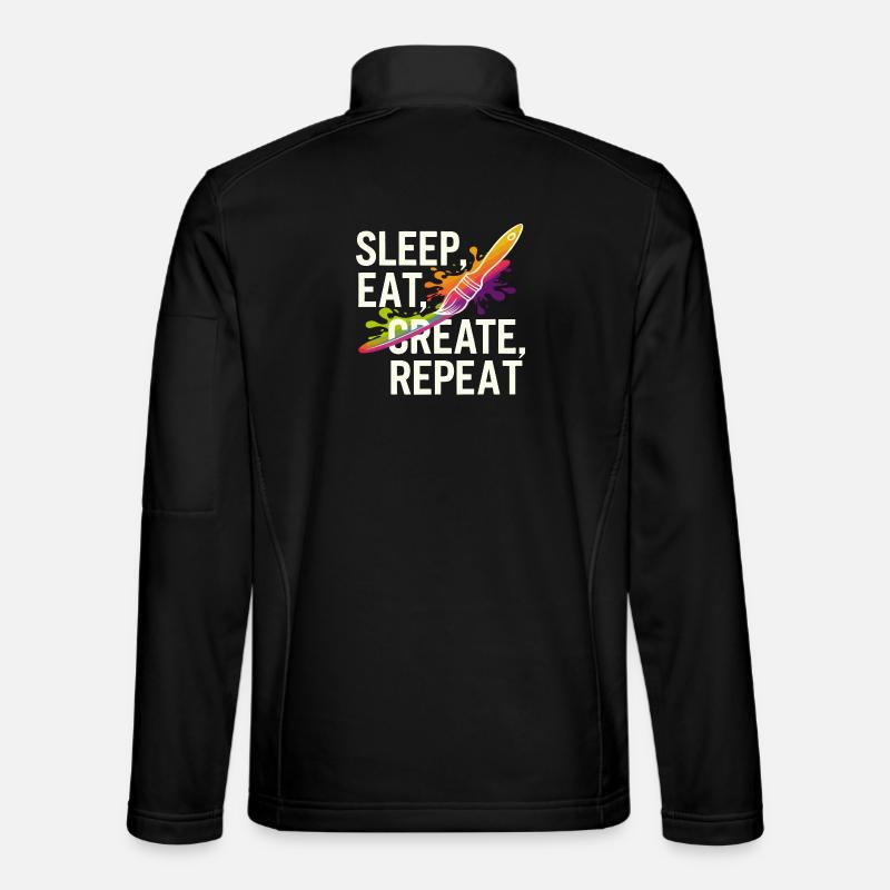 Sleep Eat Create Repeat - Unisex Softshell Jacket - black