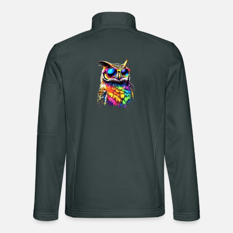 Eule Bunt Regenbogen Farben Kauz Uhu Owl Eulen Unisex Softshelljacke