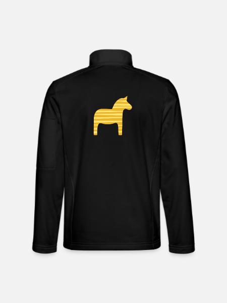 Dala Horse Stripes Sweden Scandinavian Xmas - Unisex Softshell Jacket - black - Back