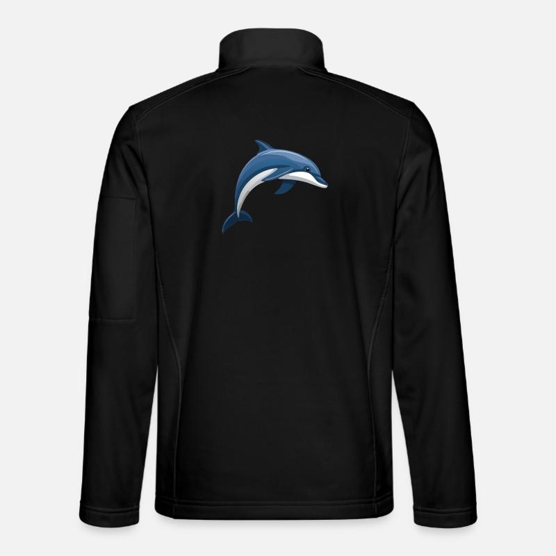 Delfin springend blau und weiß Unisex Softshelljacke