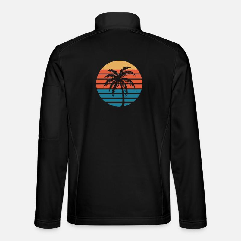 Palm Sunset Retro Kreis Unisex Softshelljacke
