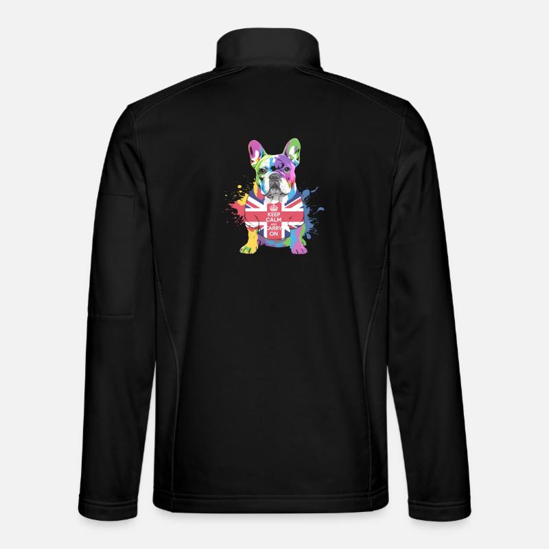Regenbogen Bulldogge Union Jack - Unisex Softshelljacke - Schwarz