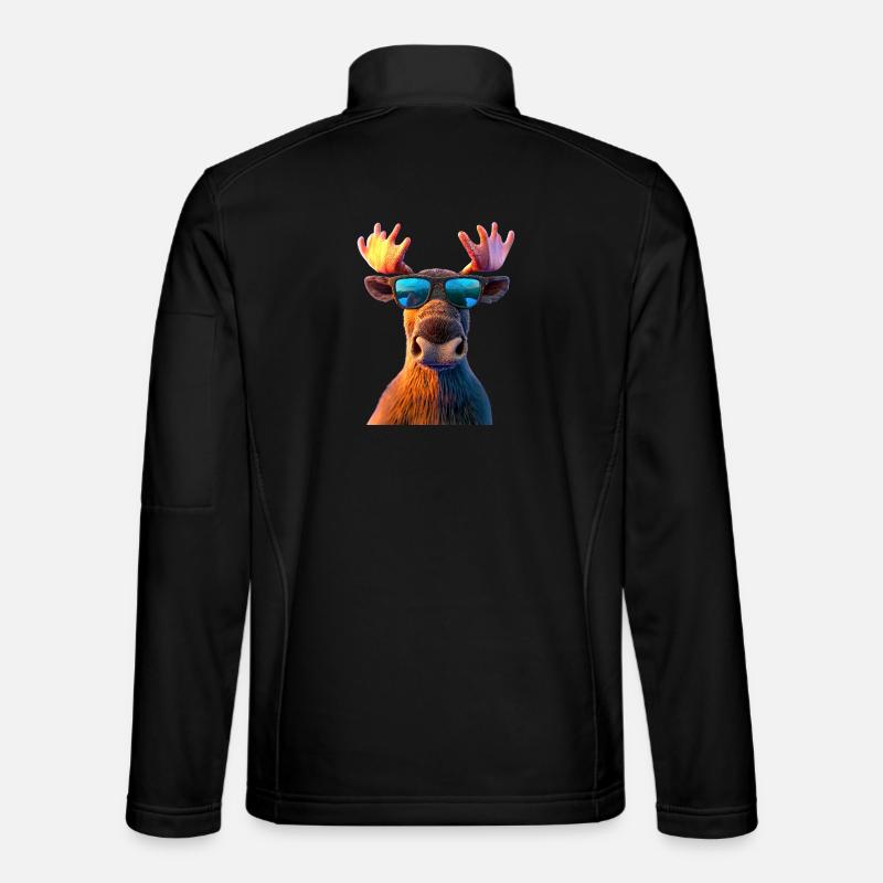 Elch Moose Elchbulle Geweih Hirsch Wilde Elche - Unisex Softshelljacke - Schwarz