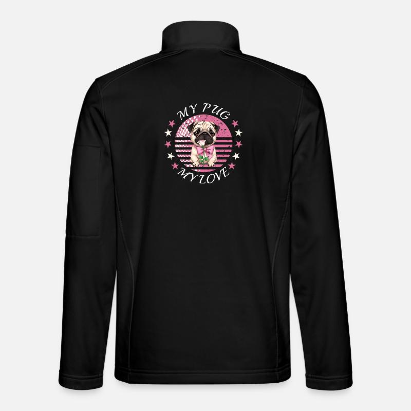 Mops Hund - Unisex Softshelljacke - Schwarz