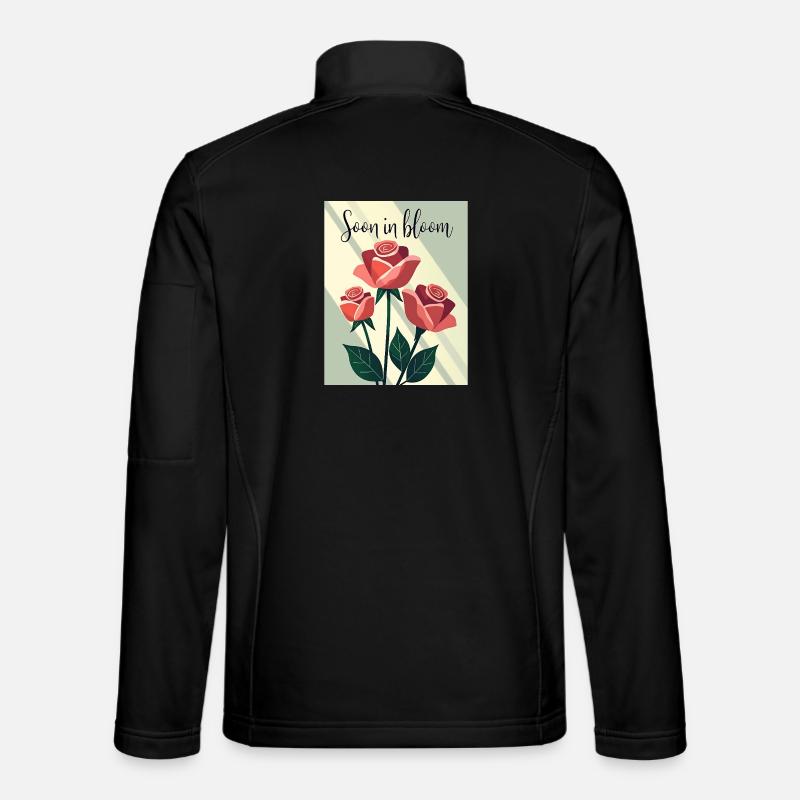 Soon in Bloom Rosenmotiv - Unisex Softshelljacke - Schwarz