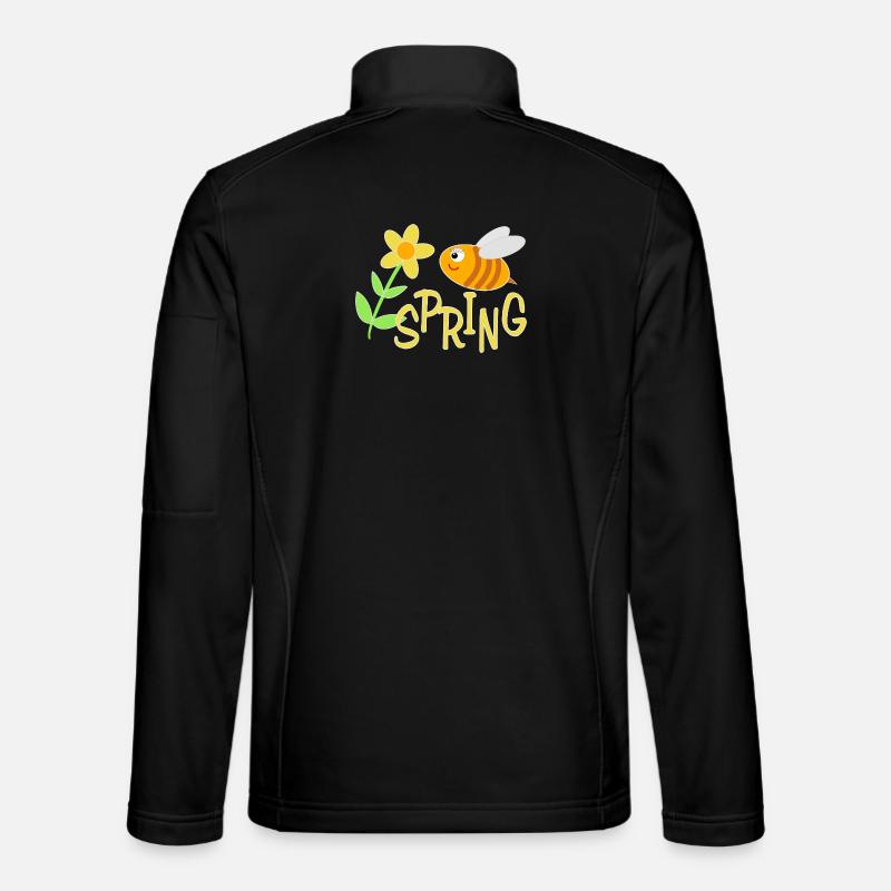 Fröhliche Bienchen mit Blumenmotiv - Unisex Softshelljacke - Schwarz