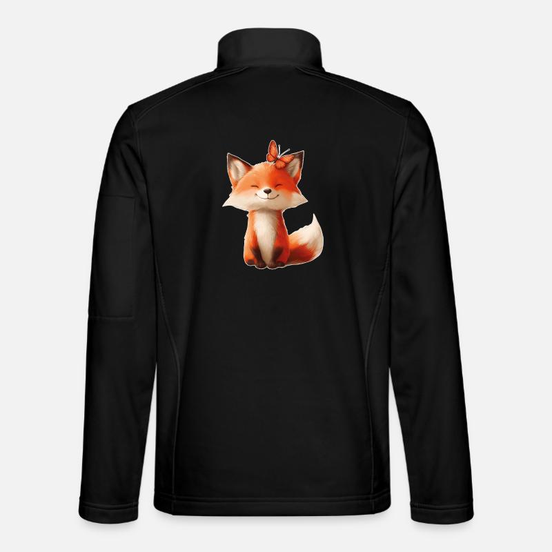 Fuchs mit Schmetterling - Unisex Softshelljacke - Schwarz