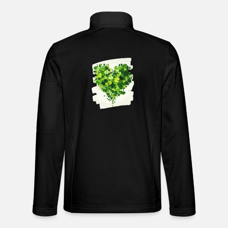 St. Patrick's Day Shamrock Heart - Unisex Softshell Jacket - black
