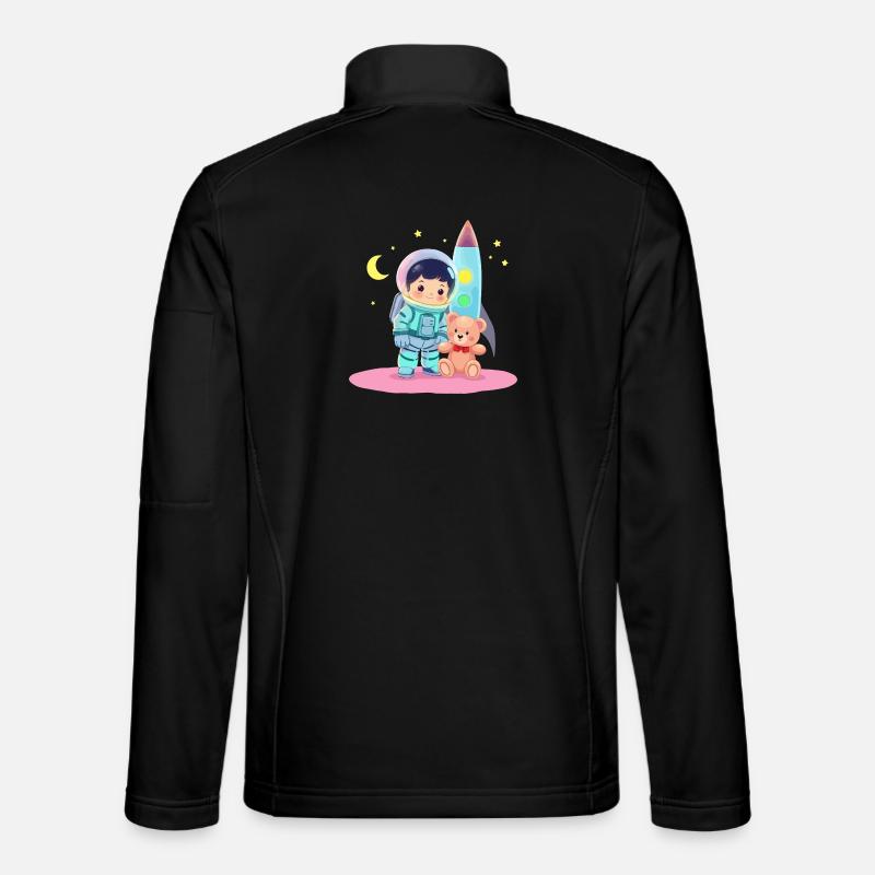 Astronaut with teddy bear - Unisex Softshell Jacket - black