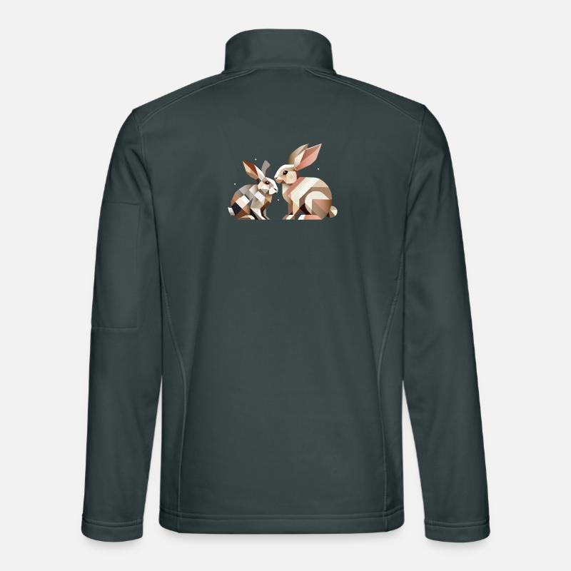 Two rabbits in geometric representation Unisex Softshell Jacket