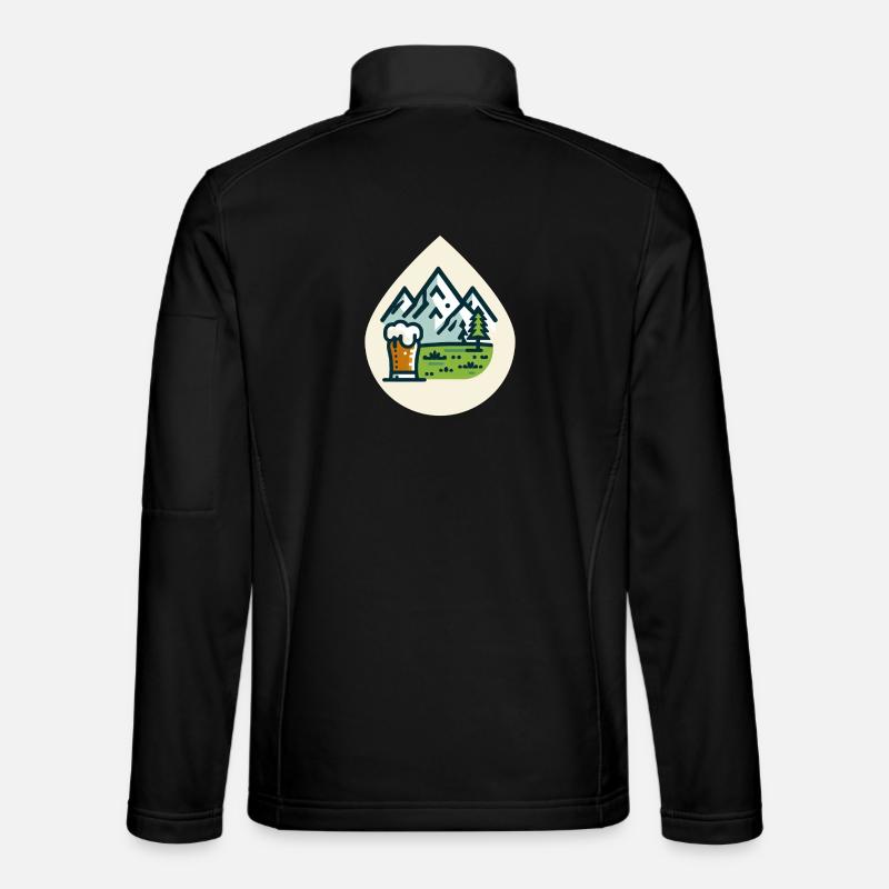 Bergkulisse mit Bierglas - Unisex Softshelljacke - Schwarz