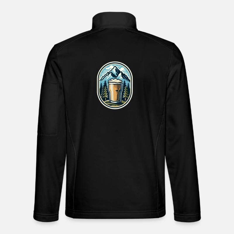 Berg Panorama mit Bierglas - Unisex Softshelljacke - Schwarz