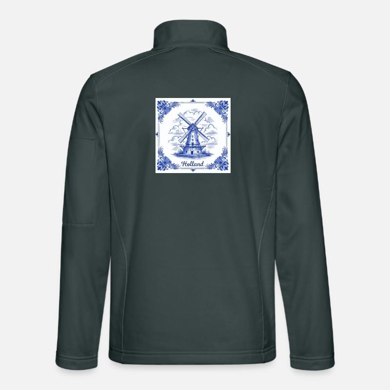 Delft blue windmill tile Unisex Softshell Jacket