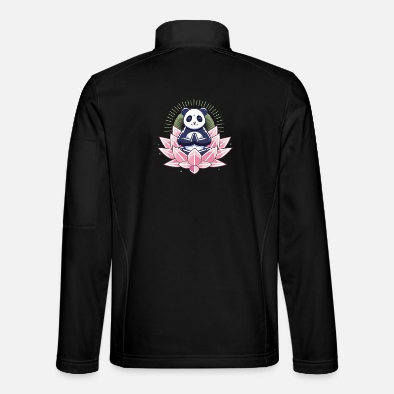 Panda méditant sur fleur de lotus Veste en tissu softshell Unisexe