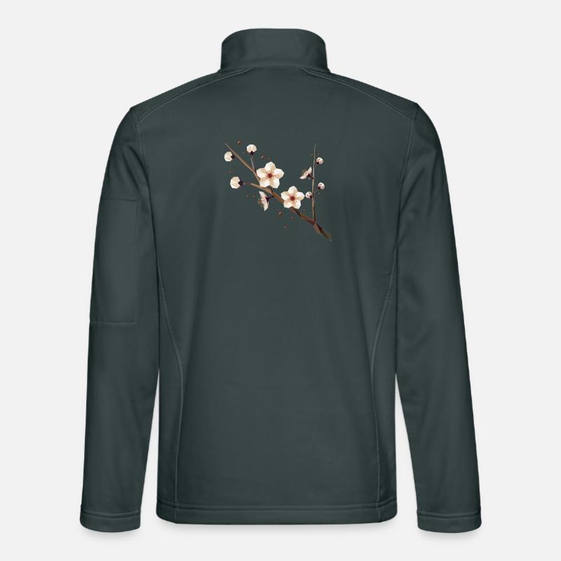 Branche de fleur de prunier – élégance délicate au printemps Veste en tissu softshell Unisexe