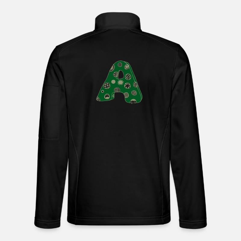 Letter A with character in green Unisex Softshell Jacket