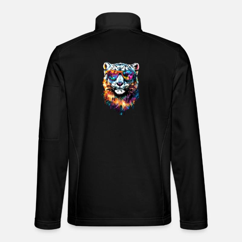 Schneeleopard Panther Raubkatze Großkatze Leopard - Unisex Softshelljacke - Schwarz