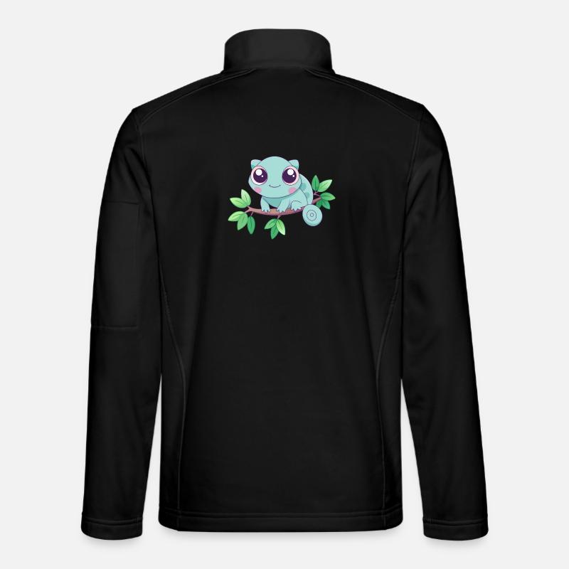 Bébé caméléon turquoise sur une branche Veste en tissu softshell Unisexe