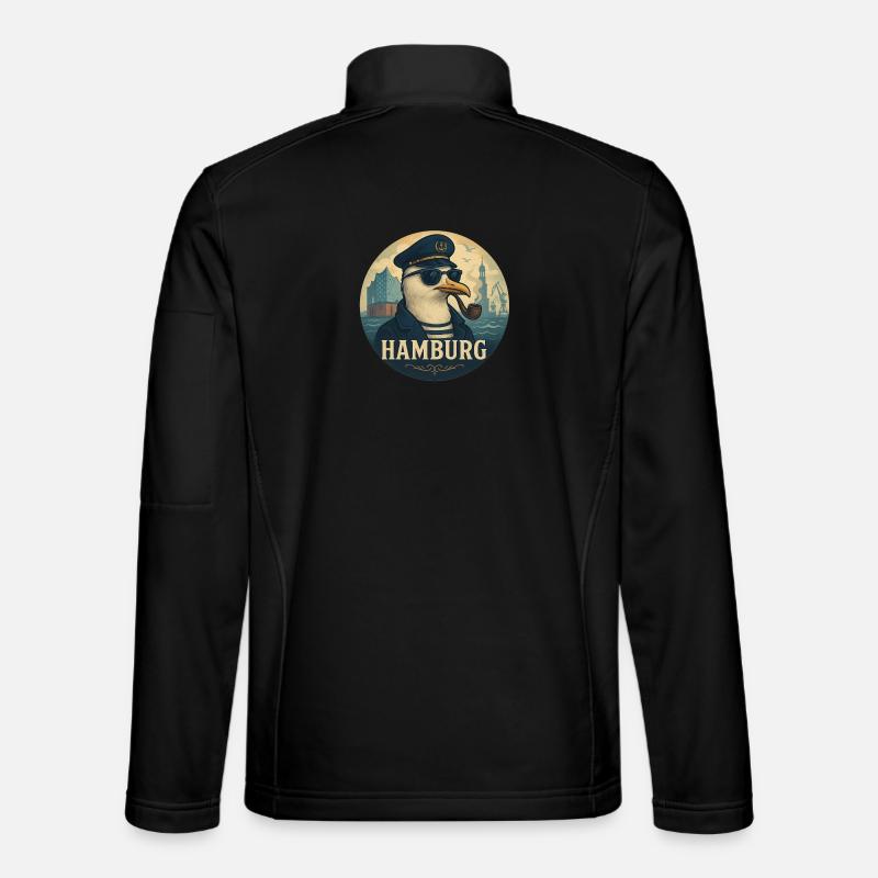 Captain Möwe – Hamburg Style - Unisex Softshelljacke - Schwarz