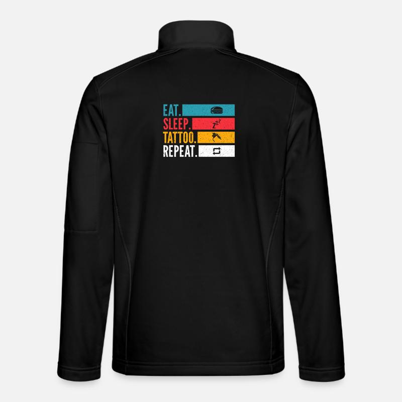 Eat Sleep Tattoo Repeat Ink Style - Unisex Softshell Jacket - black