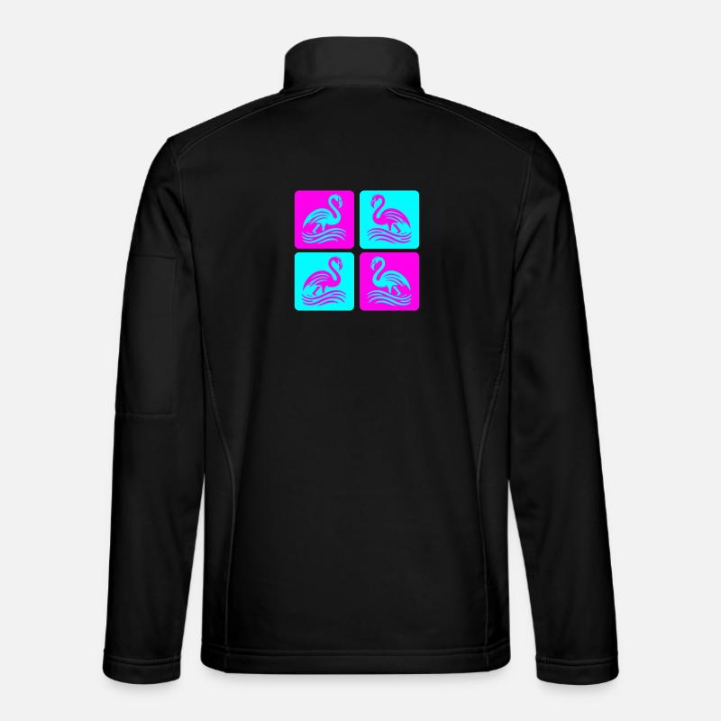 Flamingo Wellen Pop Art - Unisex Softshelljacke - Schwarz