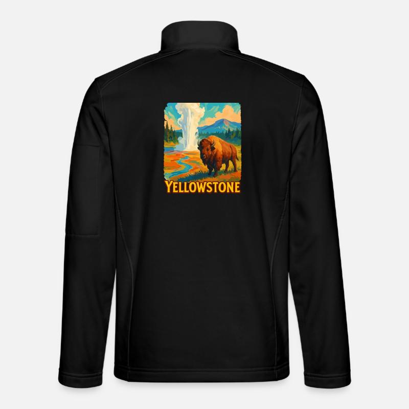 Yellowstone Bison Geyser - Unisex Softshell Jacket - black