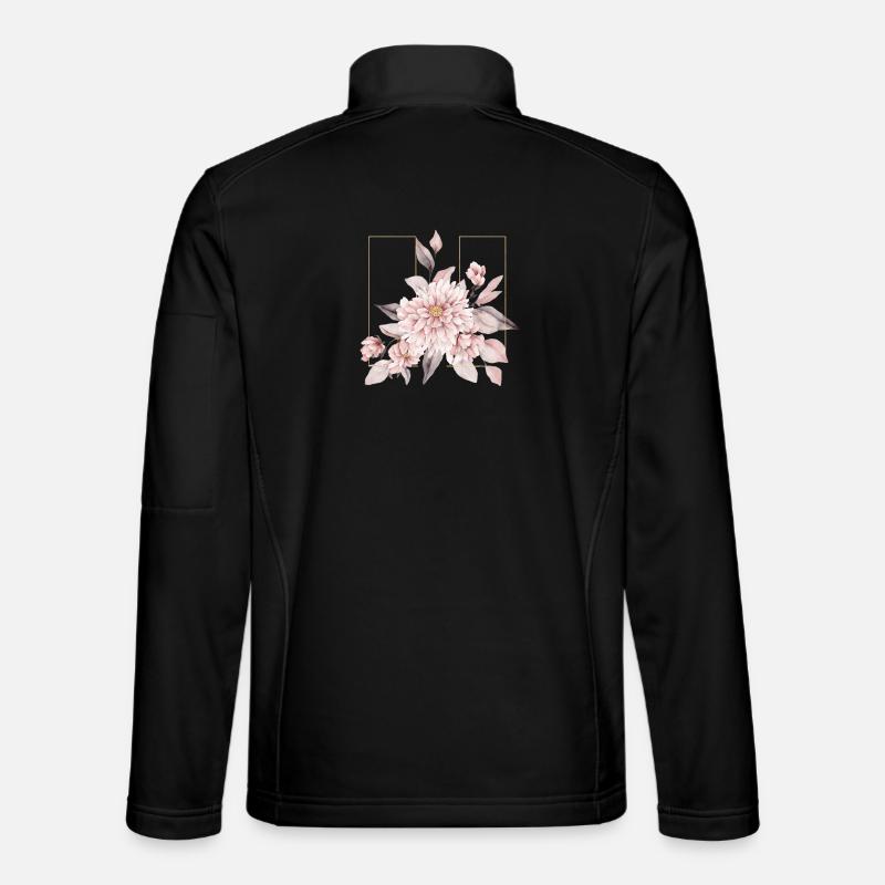 Elegant Blush Floral Design - Unisex Softshell Jacket - black