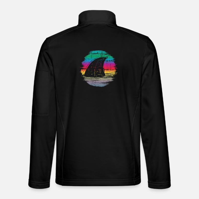 Sunset Surfer Wave Illustration - Unisex Softshell Jacket - black