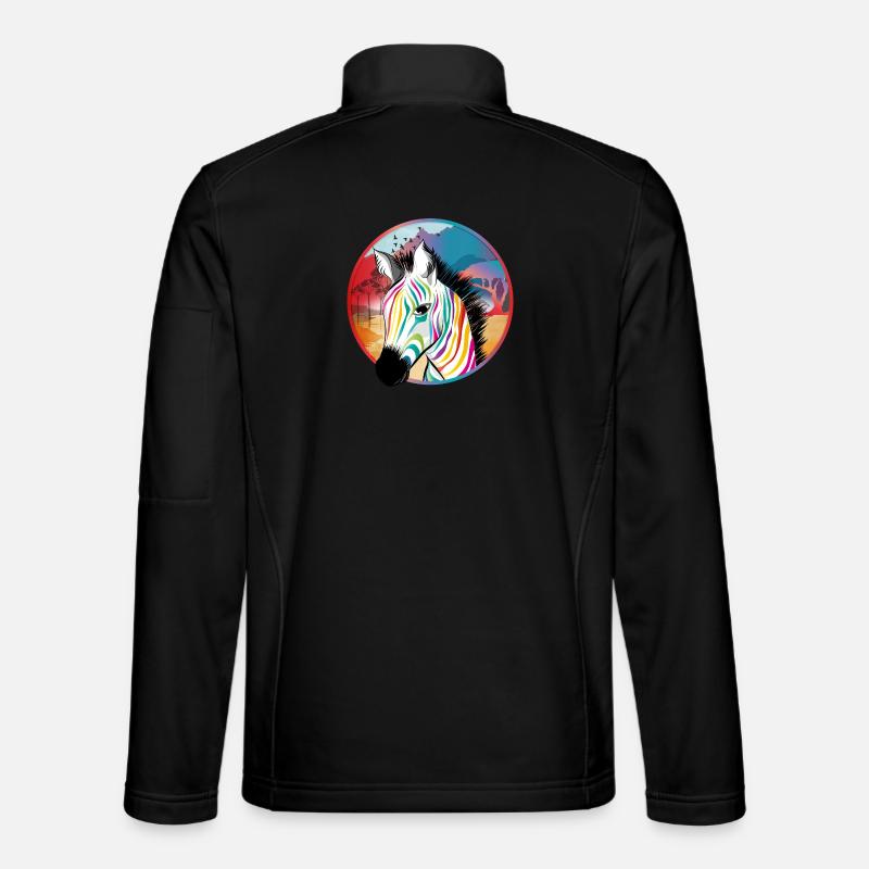 Zèbre coloré devant la savane colorée Veste en tissu softshell Unisexe