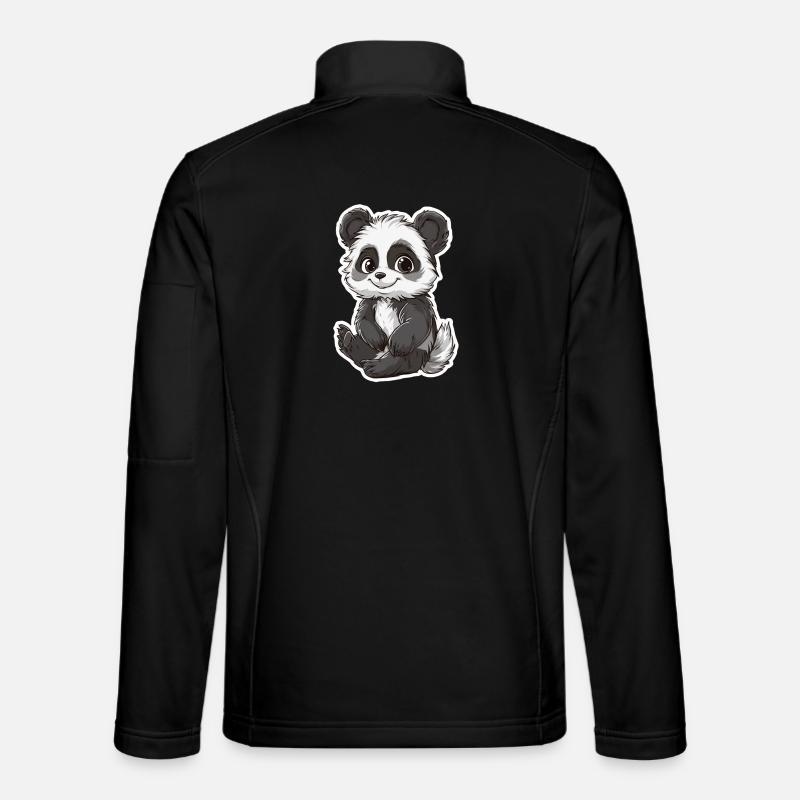Cute Panda Bear - Unisex Softshell Jacket - black