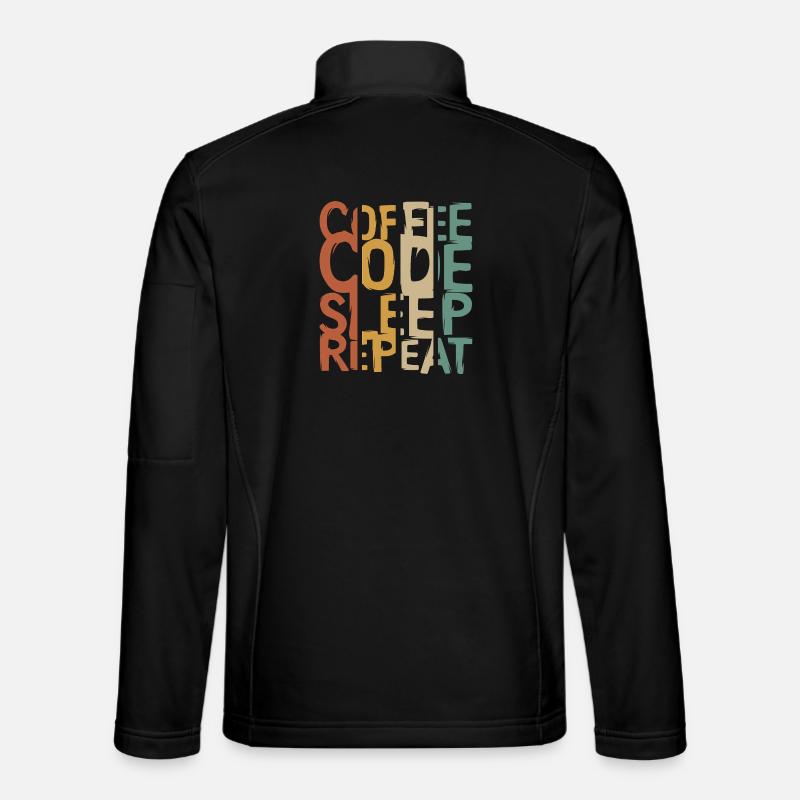 Coffee Code Sleep Repeat – Developer Design - Unisex Softshell Jacket - black