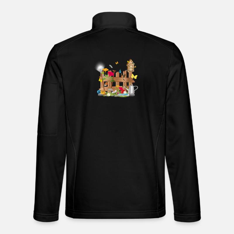 liebevoll gestalteter bunter Gartenzaun mit Blumen Unisex Softshelljacke