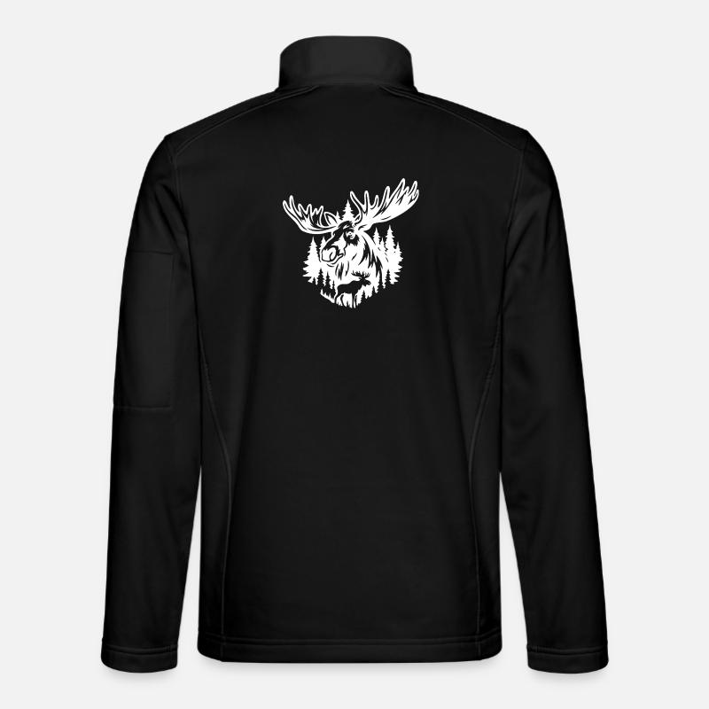 Majestic Moose Nature Illustration - Unisex Softshell Jacket - black