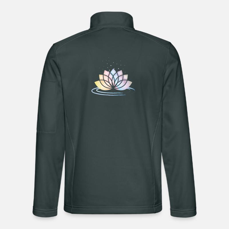 Symbole de fleur pastel stylisé avec de l’eau Veste en tissu softshell Unisexe