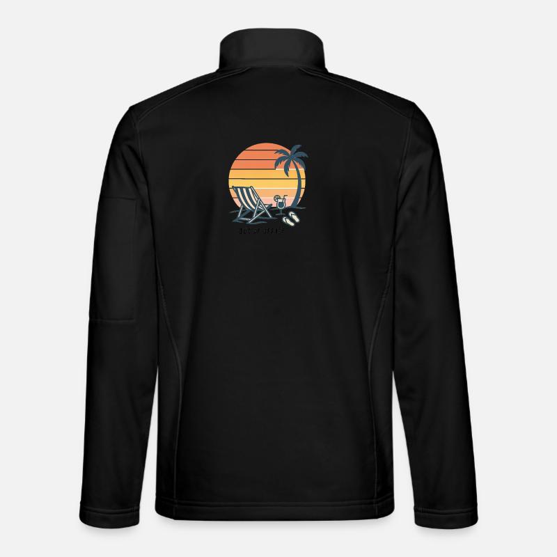 Sunset Beach Vacation Illustration - Unisex Softshell Jacket - black