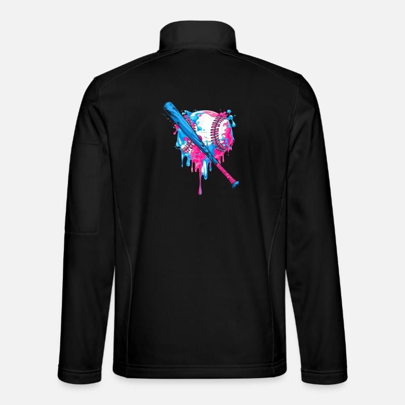Vibrant baseball heart splash design - Unisex Softshell Jacket - black