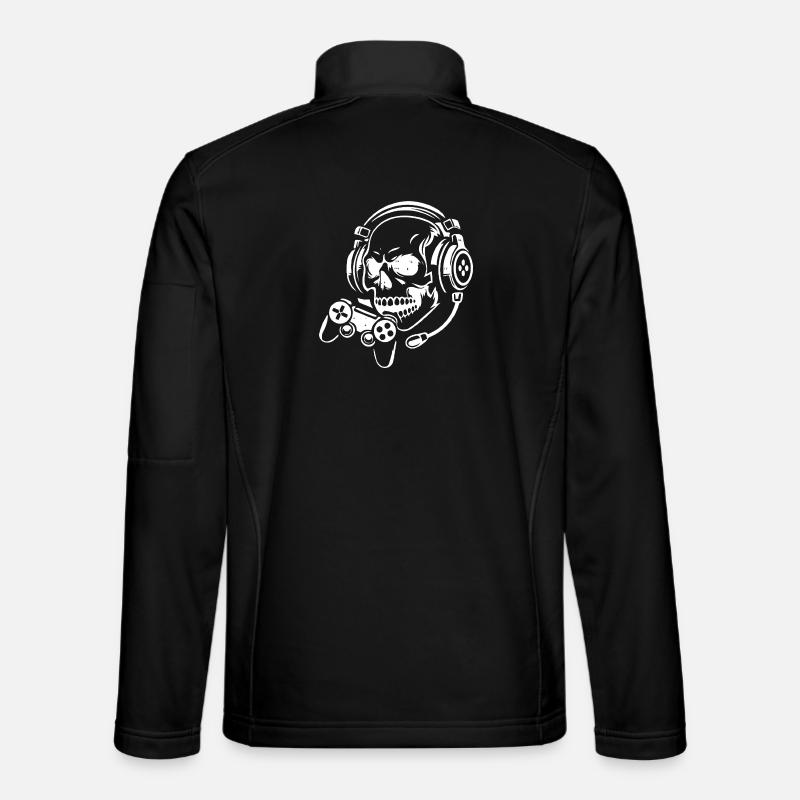 Skull with Gaming Headset Design - Unisex Softshell Jacket - black
