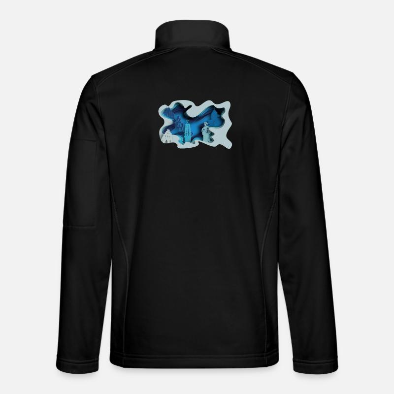 Moers Stadtsilhouette in Hydrographik-Optik - Unisex Softshelljacke - Schwarz