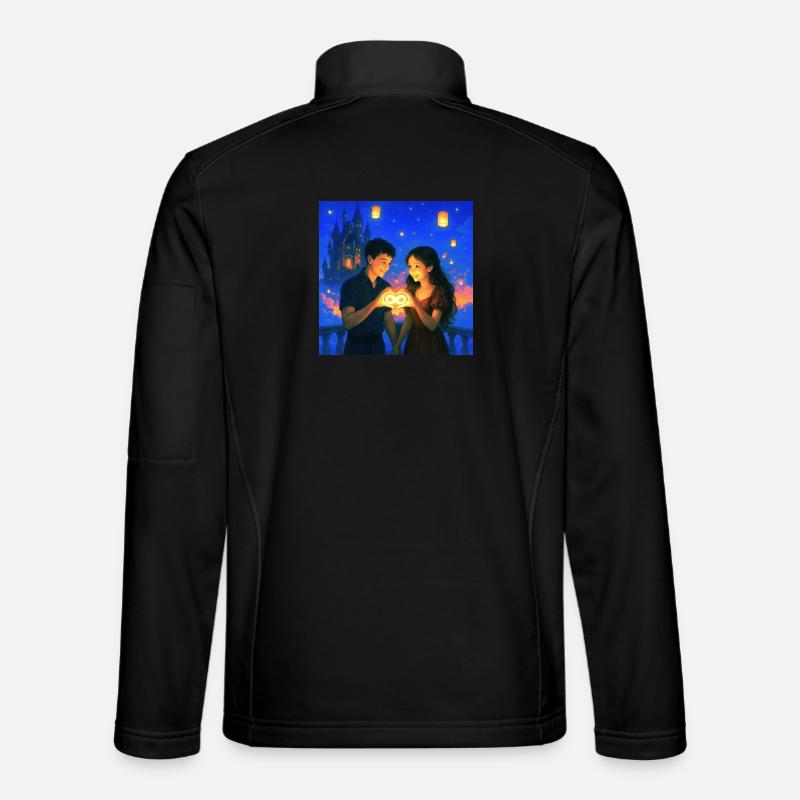 Romantic Couple Holding Glowing Infinity Heart - Unisex Softshell Jacket - black