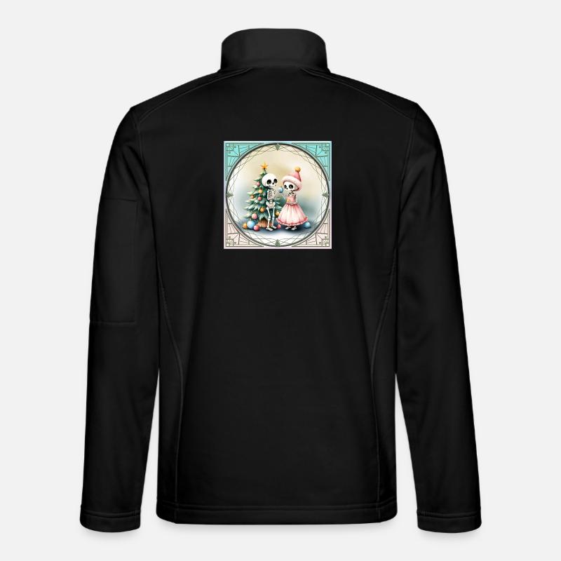 Weihnachtsschädel mit Baum und Süßigkeiten - Unisex Softshelljacke - Schwarz