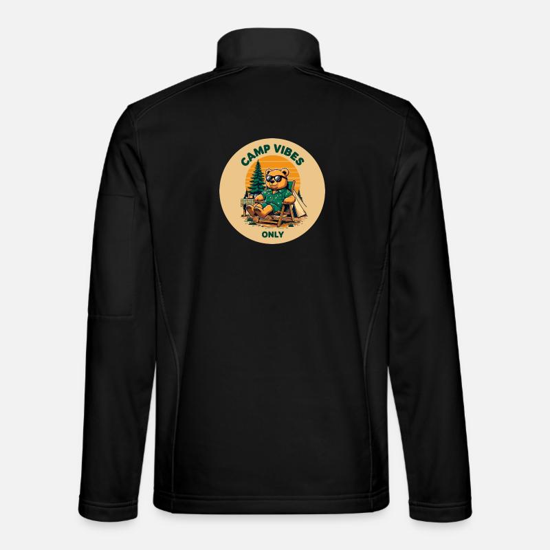 Camp Vibes Bear Camping Logo - Unisex Softshell Jacket - black