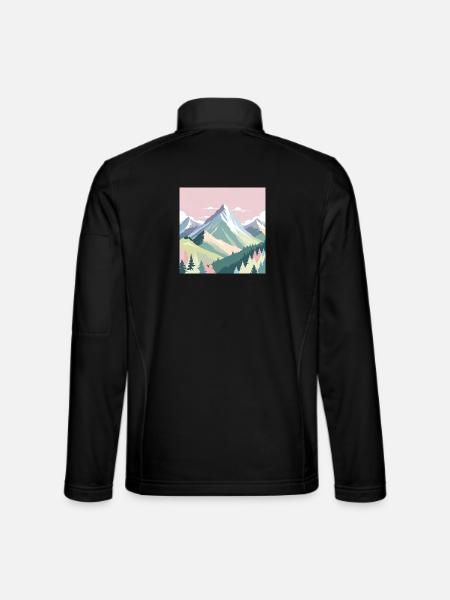 Abstrakte Berglandschaft mit Pastellfarben - Unisex Softshelljacke - Schwarz