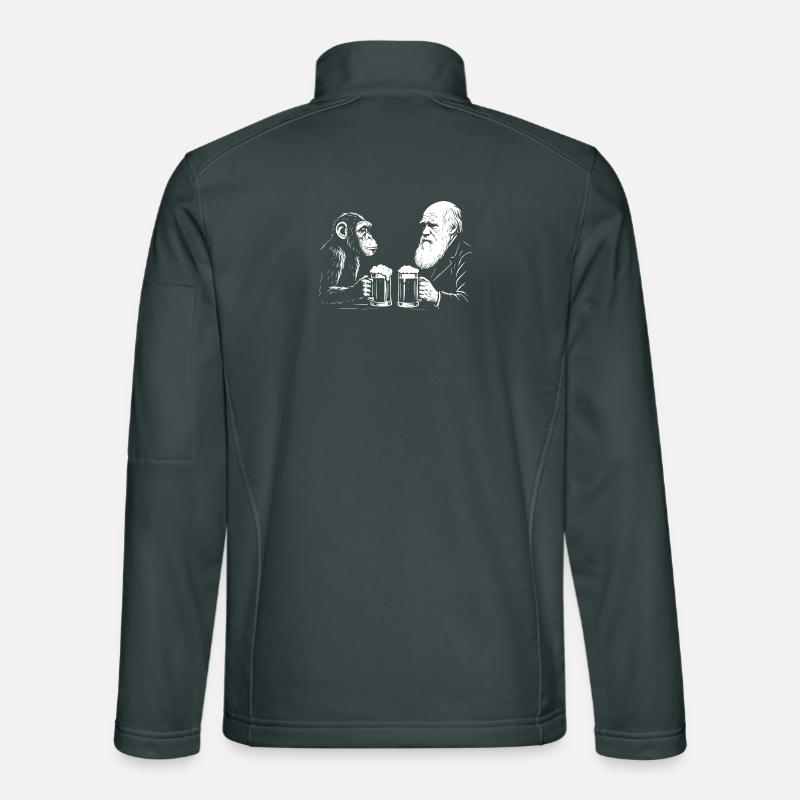 Charles Darwin boit de la bière avec un singe Veste en tissu softshell Unisexe