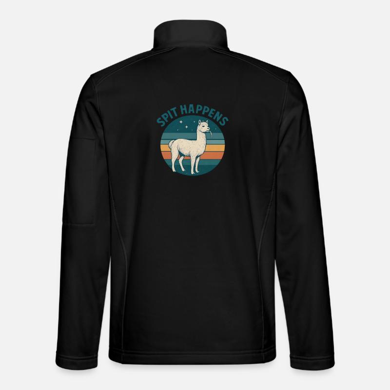 Spit Happens Witziges Alpaka - Unisex Softshelljacke - Schwarz