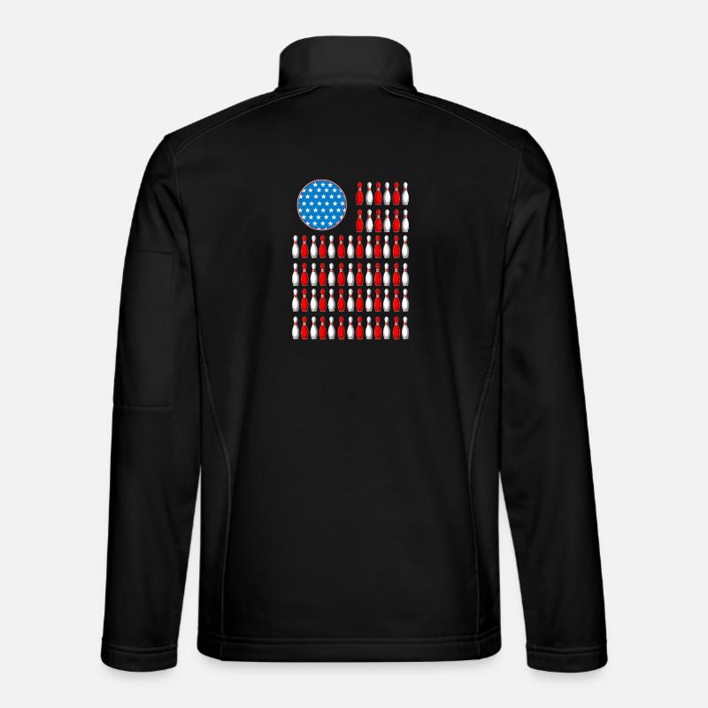 USA flag Patriotic Bowling Pins Pattern  - Unisex Softshell Jacket - black