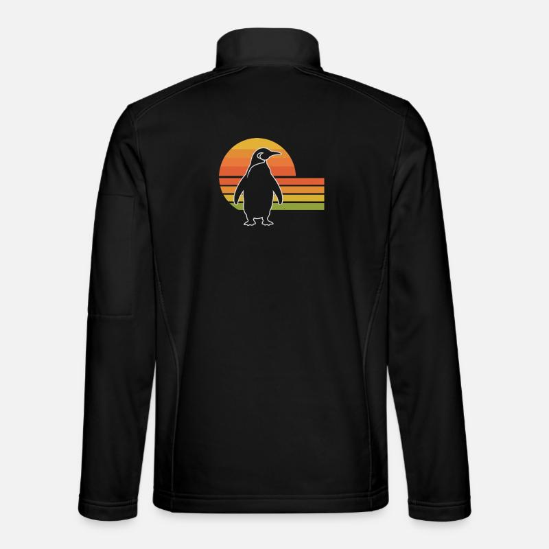 Penguin silhouette sunset design - Unisex Softshell Jacket - black