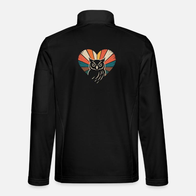 Herz mit Eule im Retro-Stil - Unisex Softshelljacke - Schwarz