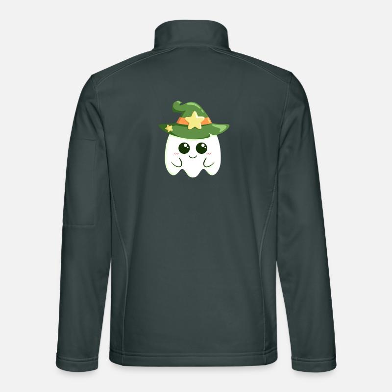 Cute ghost for Halloween dressed as a witch Unisex Softshell Jacket