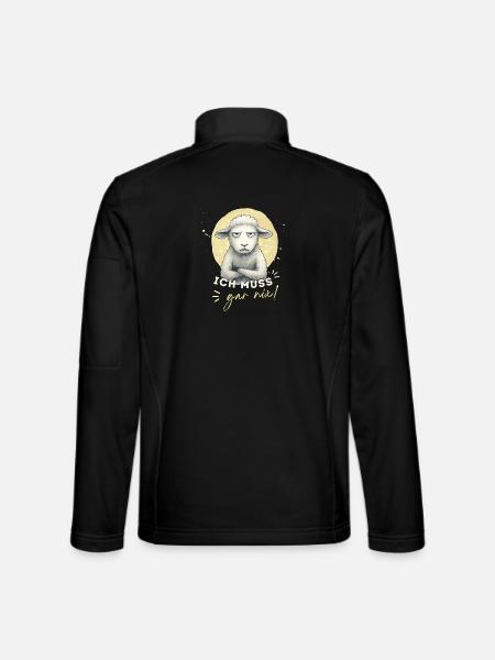 Ich muss – gar nix! Lustiges Schaf Motiv - Unisex Softshelljacke - Schwarz