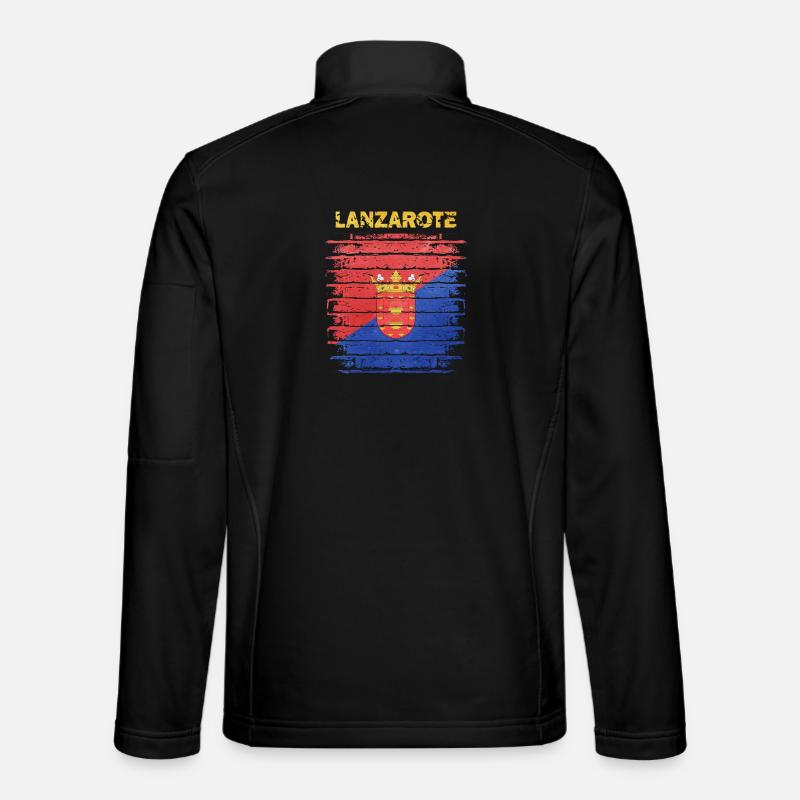 Lanzarote FlaggenDesign mit Wellenmuster - Unisex Softshelljacke - Schwarz